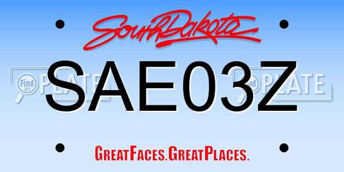 SAE03Z South Dakota License Plate