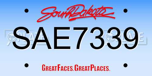 SAE7339 South Dakota License Plate