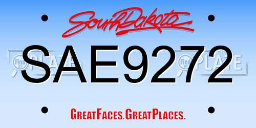 SAE9272 South Dakota License Plate