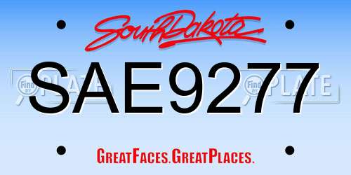 SAE9277 South Dakota License Plate
