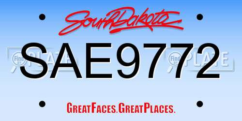 SAE9772 South Dakota License Plate