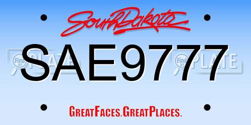 SAE9777 South Dakota License Plate