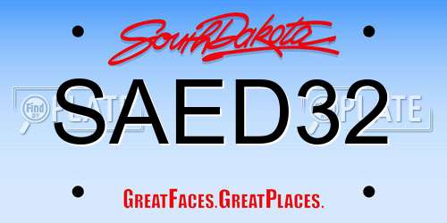 SAED32 South Dakota License Plate