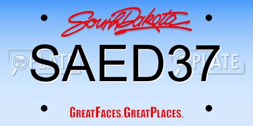 SAED37 South Dakota License Plate