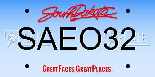 SAEO32 South Dakota License Plate