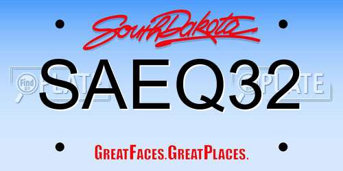 SAEQ32 South Dakota License Plate