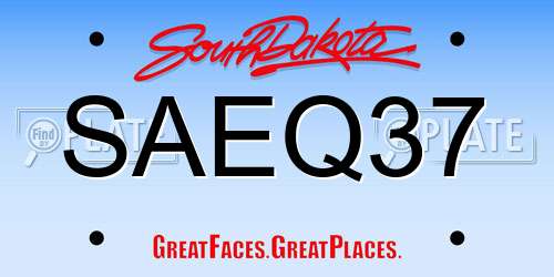 SAEQ37 South Dakota License Plate