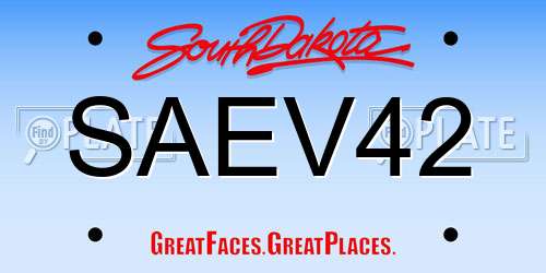SAEV42 South Dakota License Plate