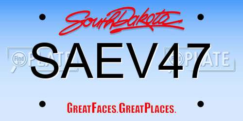 SAEV47 South Dakota License Plate