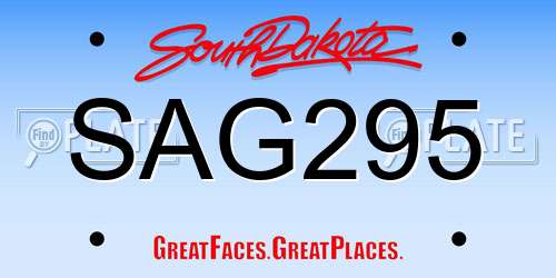 SAG295 South Dakota License Plate