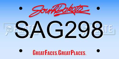 SAG298 South Dakota License Plate