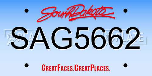 SAG5662 South Dakota License Plate