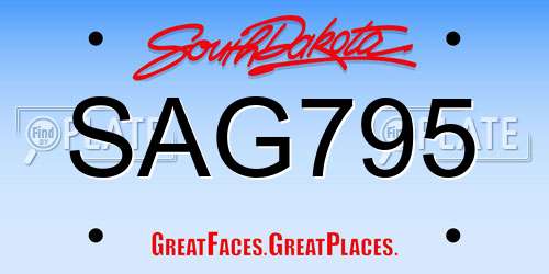 SAG795 South Dakota License Plate