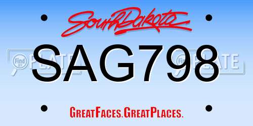 SAG798 South Dakota License Plate