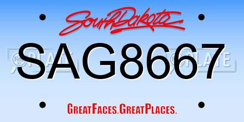 SAG8667 South Dakota License Plate