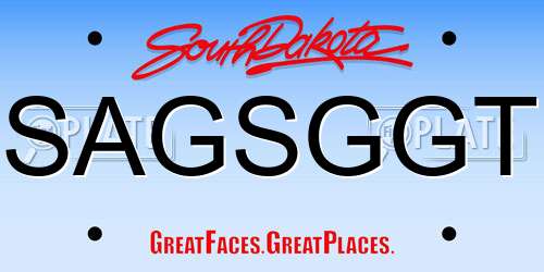 SAGSGGT South Dakota License Plate
