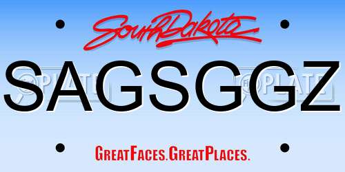 SAGSGGZ South Dakota License Plate