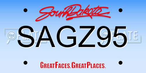 SAGZ95 South Dakota License Plate