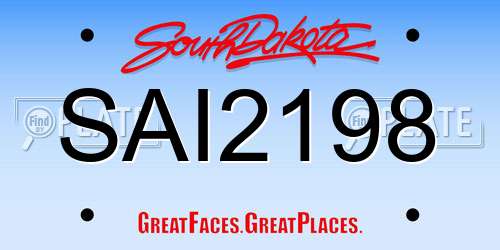 SAI2198 South Dakota License Plate