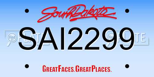 SAI2299 South Dakota License Plate