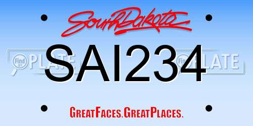 SAI234 South Dakota License Plate