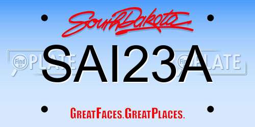 SAI23A South Dakota License Plate