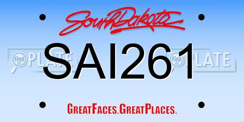 SAI261 South Dakota License Plate