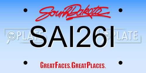 SAI26I South Dakota License Plate