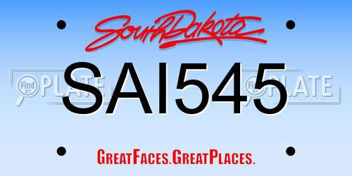 SAI545 South Dakota License Plate