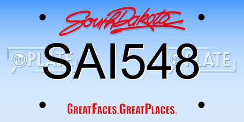SAI548 South Dakota License Plate