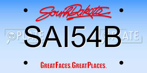 SAI54B South Dakota License Plate