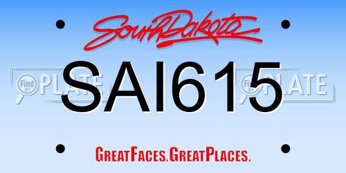 SAI615 South Dakota License Plate
