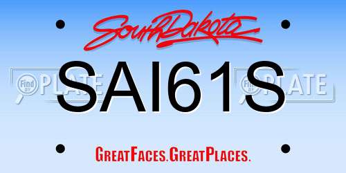 SAI61S South Dakota License Plate