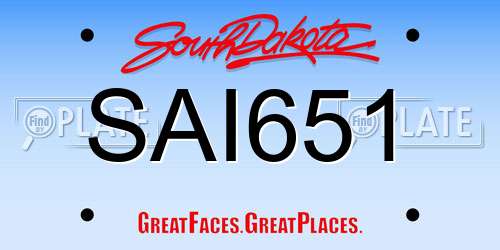 SAI651 South Dakota License Plate