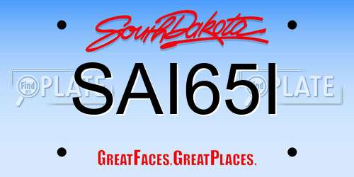 SAI65I South Dakota License Plate