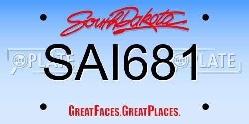 SAI681 South Dakota License Plate