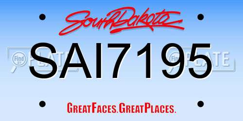 SAI7195 South Dakota License Plate