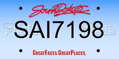 SAI7198 South Dakota License Plate