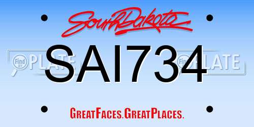 SAI734 South Dakota License Plate