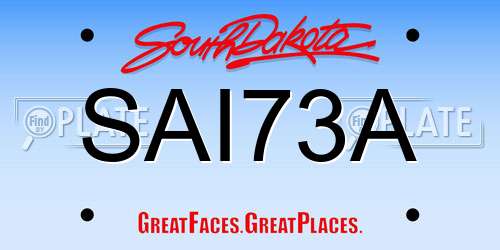 SAI73A South Dakota License Plate