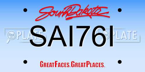 SAI76I South Dakota License Plate