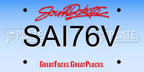 SAI76V South Dakota License Plate