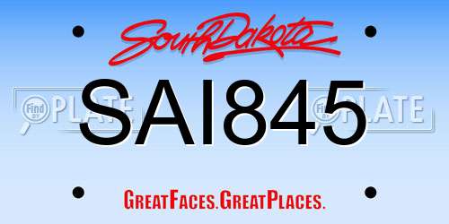 SAI845 South Dakota License Plate