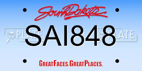 SAI848 South Dakota License Plate