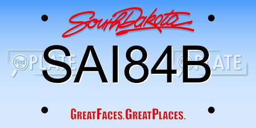 SAI84B South Dakota License Plate