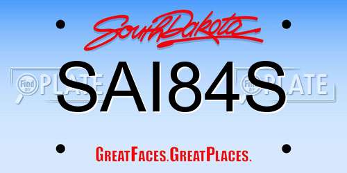 SAI84S South Dakota License Plate