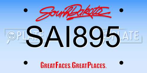 SAI895 South Dakota License Plate