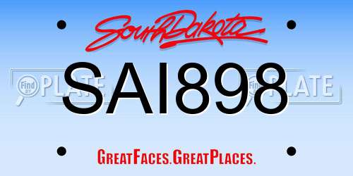 SAI898 South Dakota License Plate