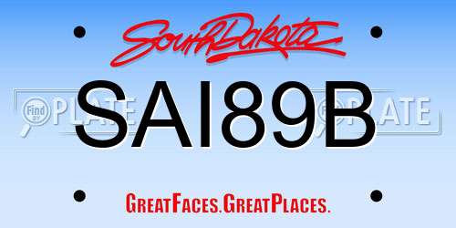 SAI89B South Dakota License Plate