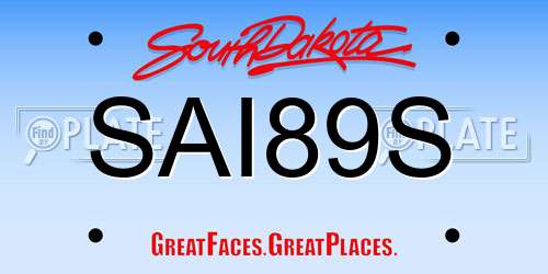 SAI89S South Dakota License Plate